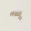 Gold/crystal Brooch With Crystal Pendant | Miu Miu