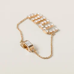 Gold/crystal Crystal Bracelet | Miu Miu