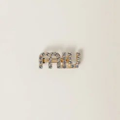 Gold/crystal Hair Clip With Crystals | Miu Miu