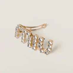 Gold/crystal Hair Clip With Crystals | Miu Miu