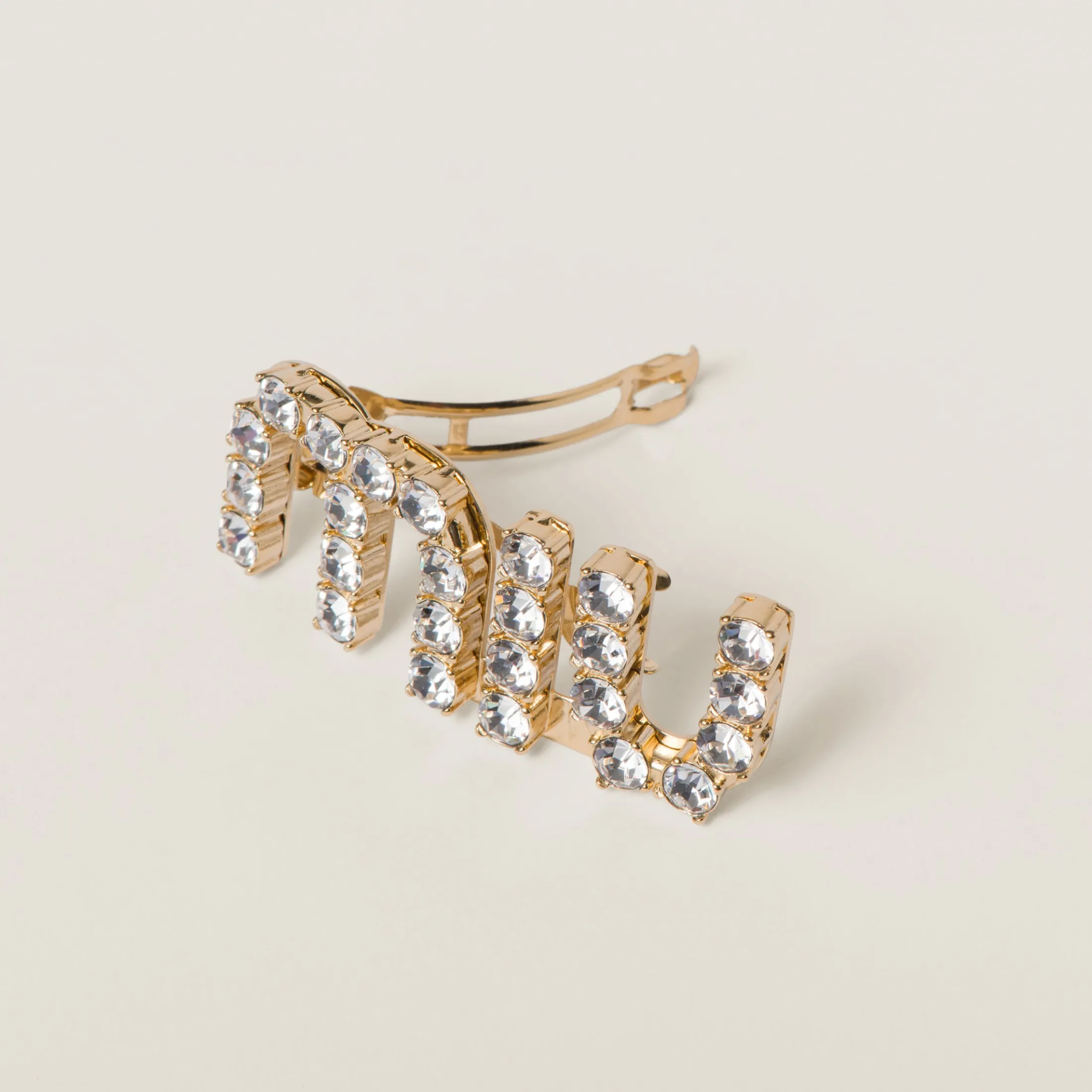 Gold/crystal Hair Clip With Crystals | Miu Miu