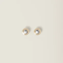 Gold/crystal Metal Earrings | Miu Miu