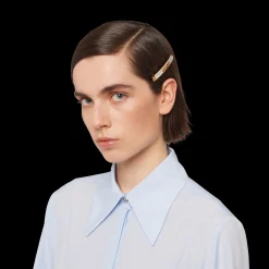 Gold/crystal Metal Hair Clip With Crystals | Miu Miu