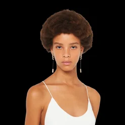 Gold/crystal Pendant Earrings With Crystals | Miu Miu