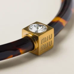 Gold/tortoiseshell/crystal Plexiglas And Metal Choker | Miu Miu