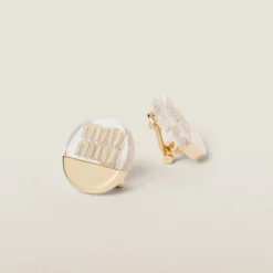 Gold/transparent Plexiglas And Metal Earrings | Miu Miu