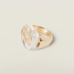 Gold/transparent Plexiglas And Metal Ring | Miu Miu