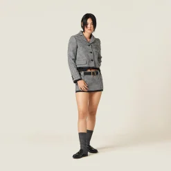 Gray/black Houndstooth Check Miniskirt | Miu Miu