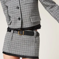 Gray/black Houndstooth Check Miniskirt | Miu Miu