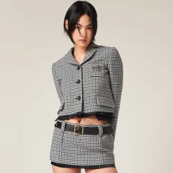 Gray/black Houndstooth Check Miniskirt | Miu Miu