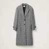 Gray/black Padded Single-breasted Houndstooth Check Coat | Miu Miu