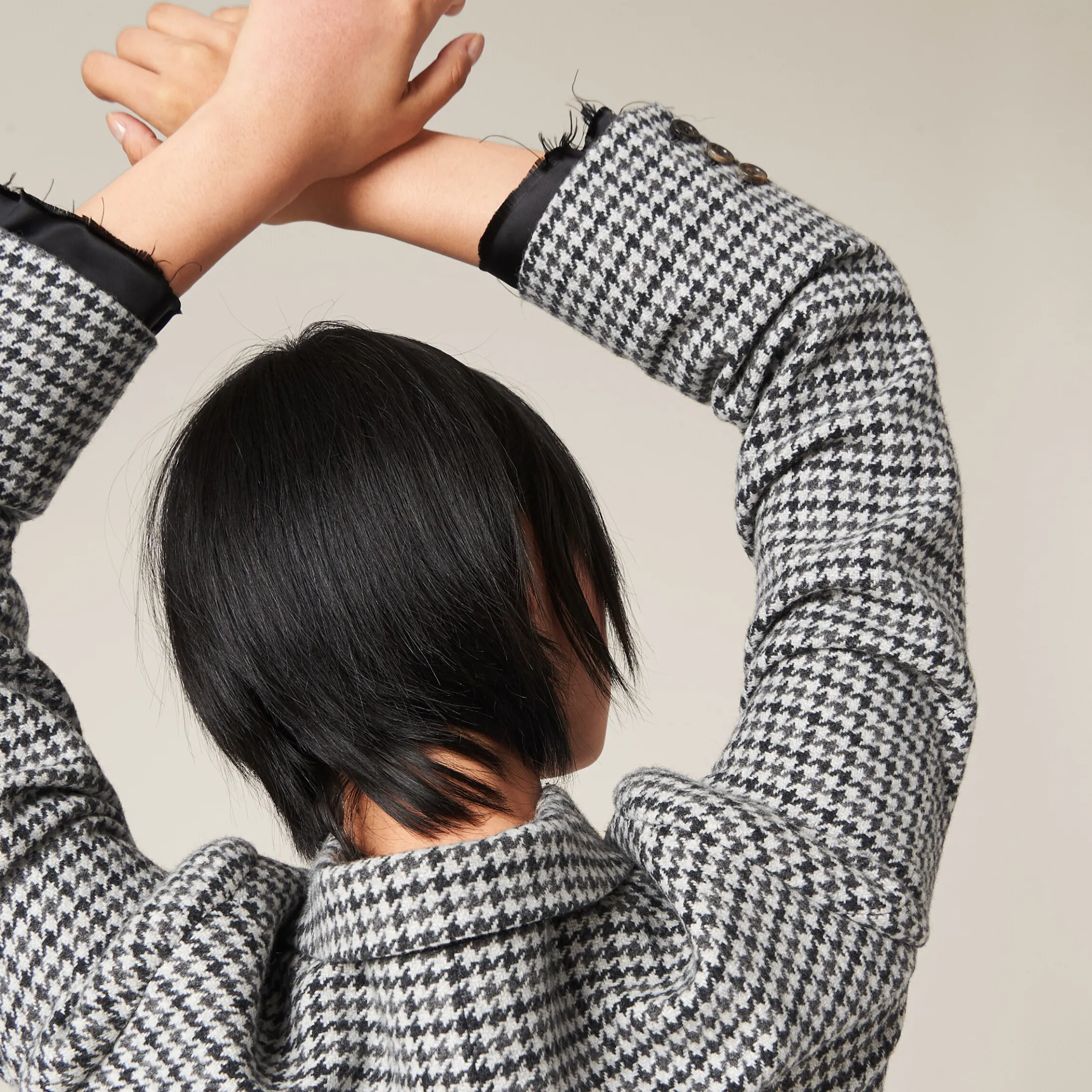 Gray/black Single-breasted Houndstooth Check Jacket | Miu Miu