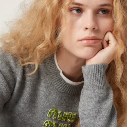 Gray+fern Green Cashmere Sweater | Miu Miu
