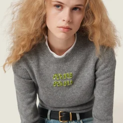 Gray+fern Green Cashmere Sweater | Miu Miu
