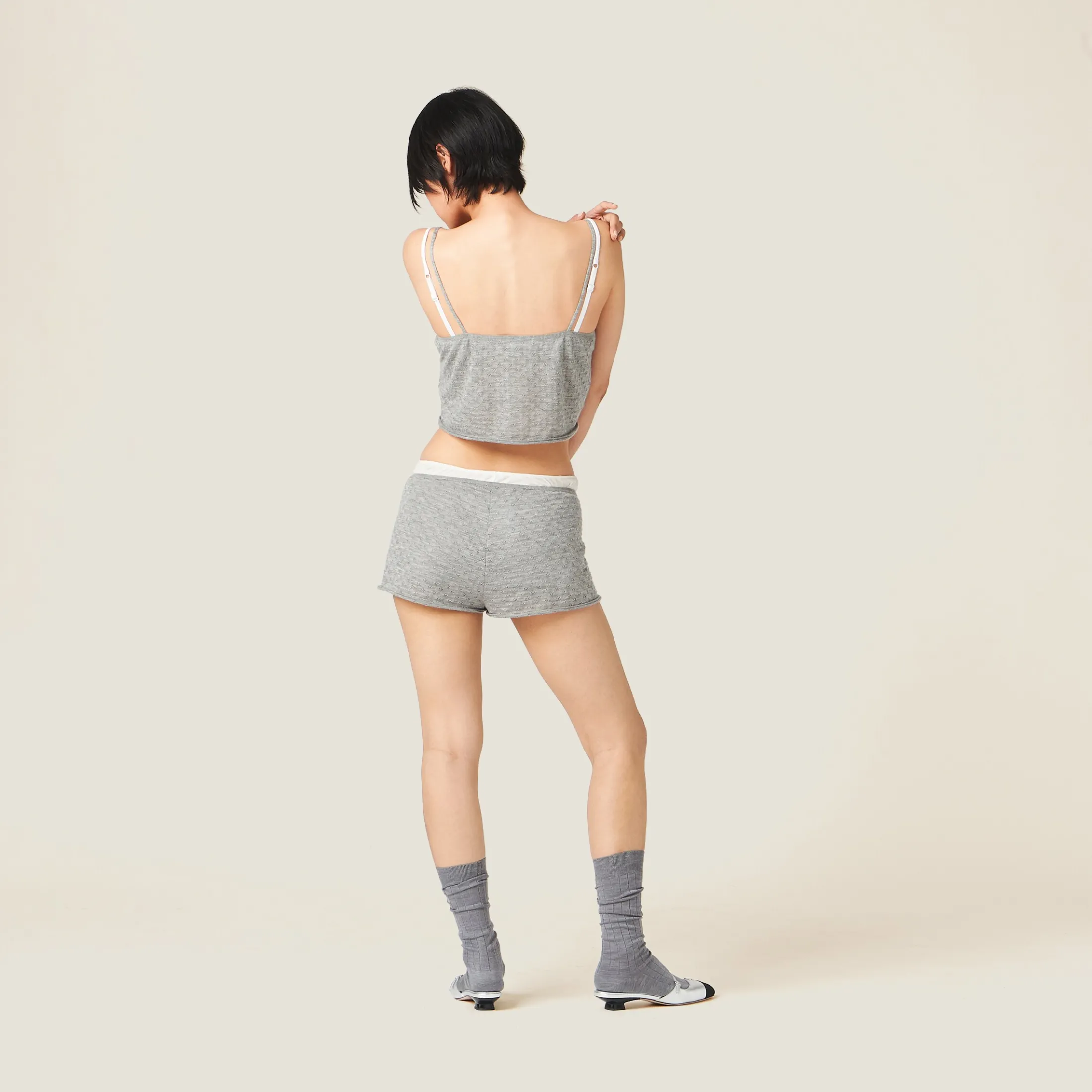 Grey Cashmere And Silk Top | Miu Miu
