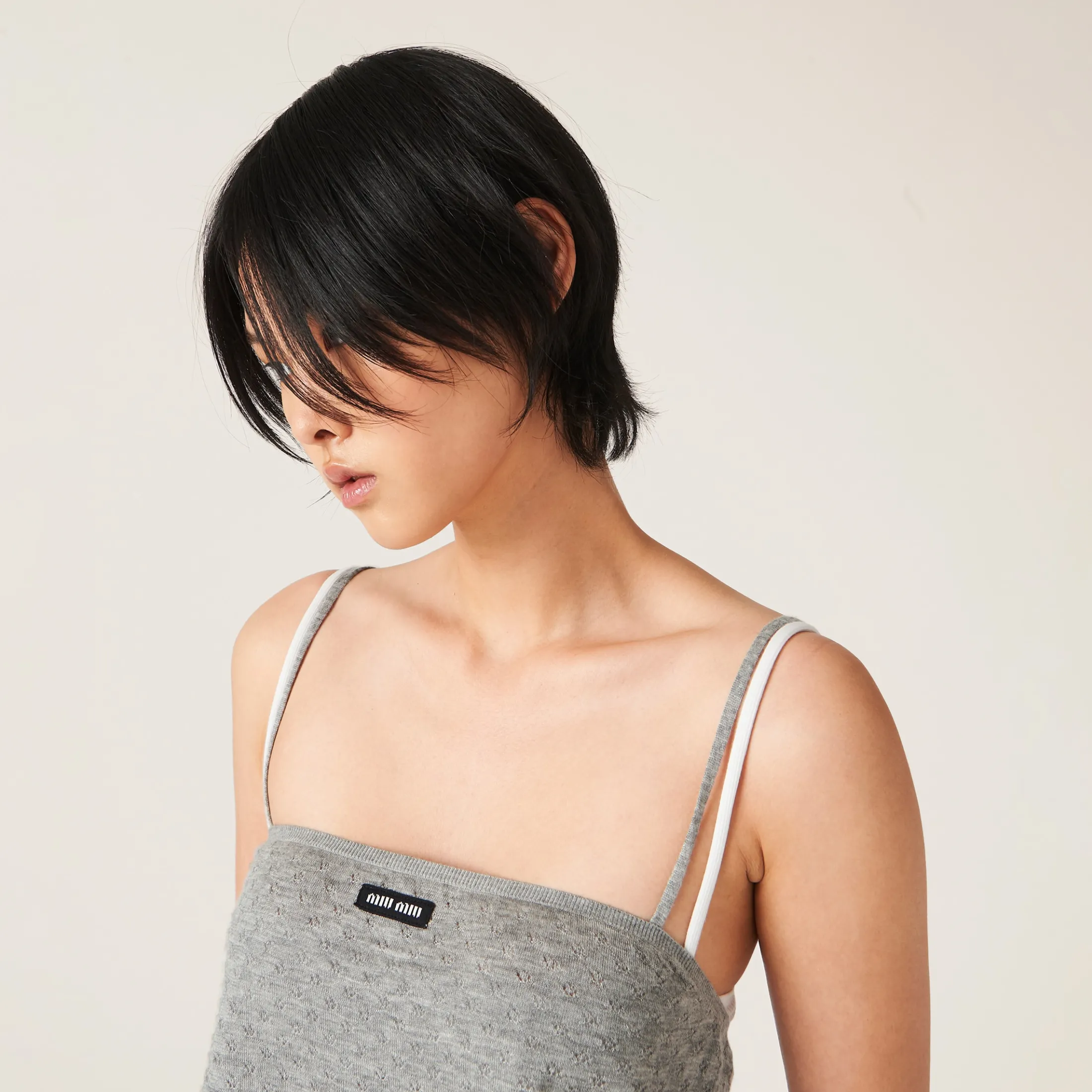 Grey Cashmere And Silk Top | Miu Miu