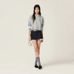 Grey Cotton Fleece Hoodie | Miu Miu