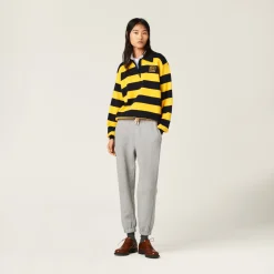 Grey Cotton Fleece Joggers | Miu Miu