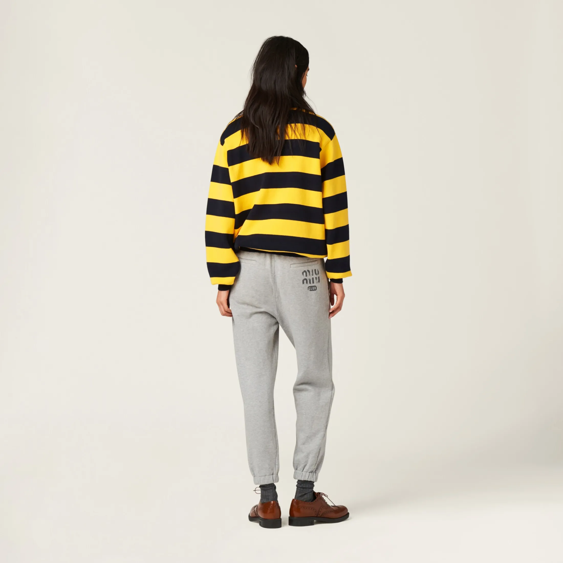 Grey Cotton Fleece Joggers | Miu Miu