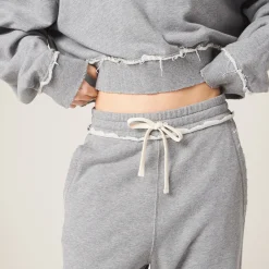 Grey Cotton Fleece Joggers | Miu Miu