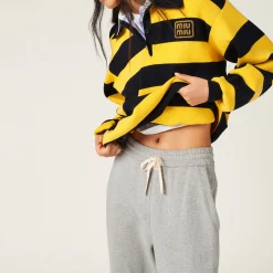 Grey Cotton Fleece Joggers | Miu Miu