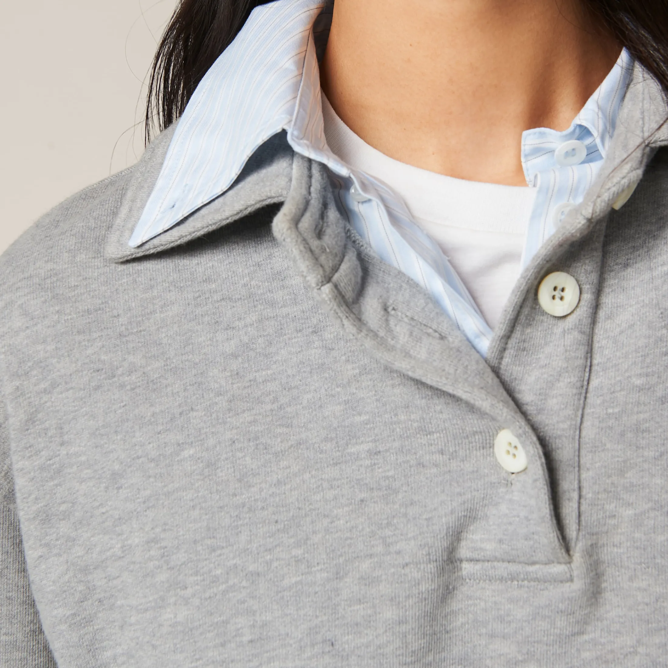 Grey Cotton Fleece Polo Shirt | Miu Miu