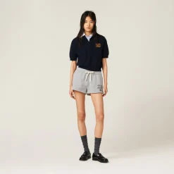 Grey Cotton Fleece Shorts | Miu Miu