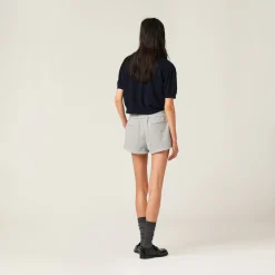 Grey Cotton Fleece Shorts | Miu Miu