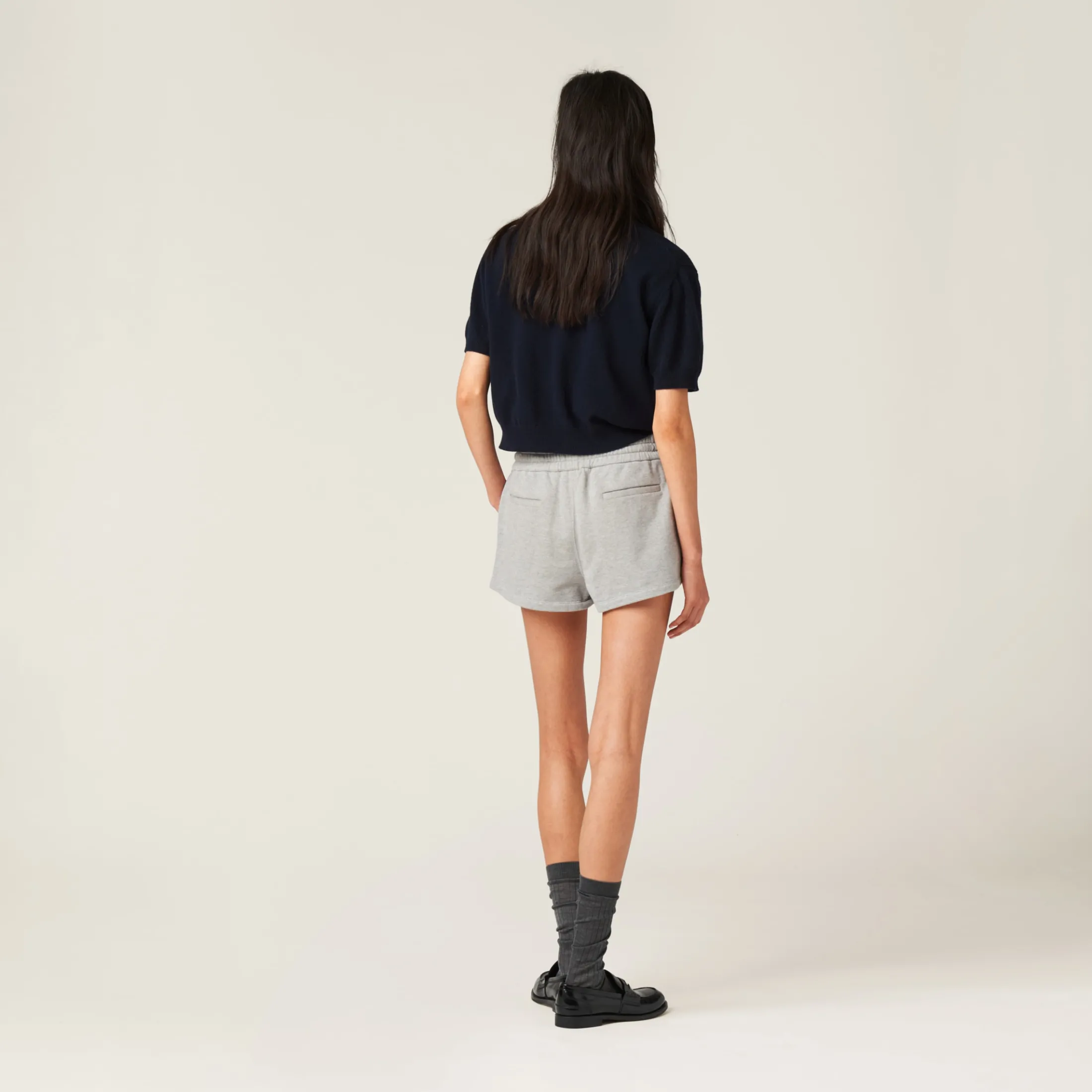Grey Cotton Fleece Shorts | Miu Miu
