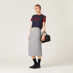 Grey Cotton Fleece Skirt | Miu Miu