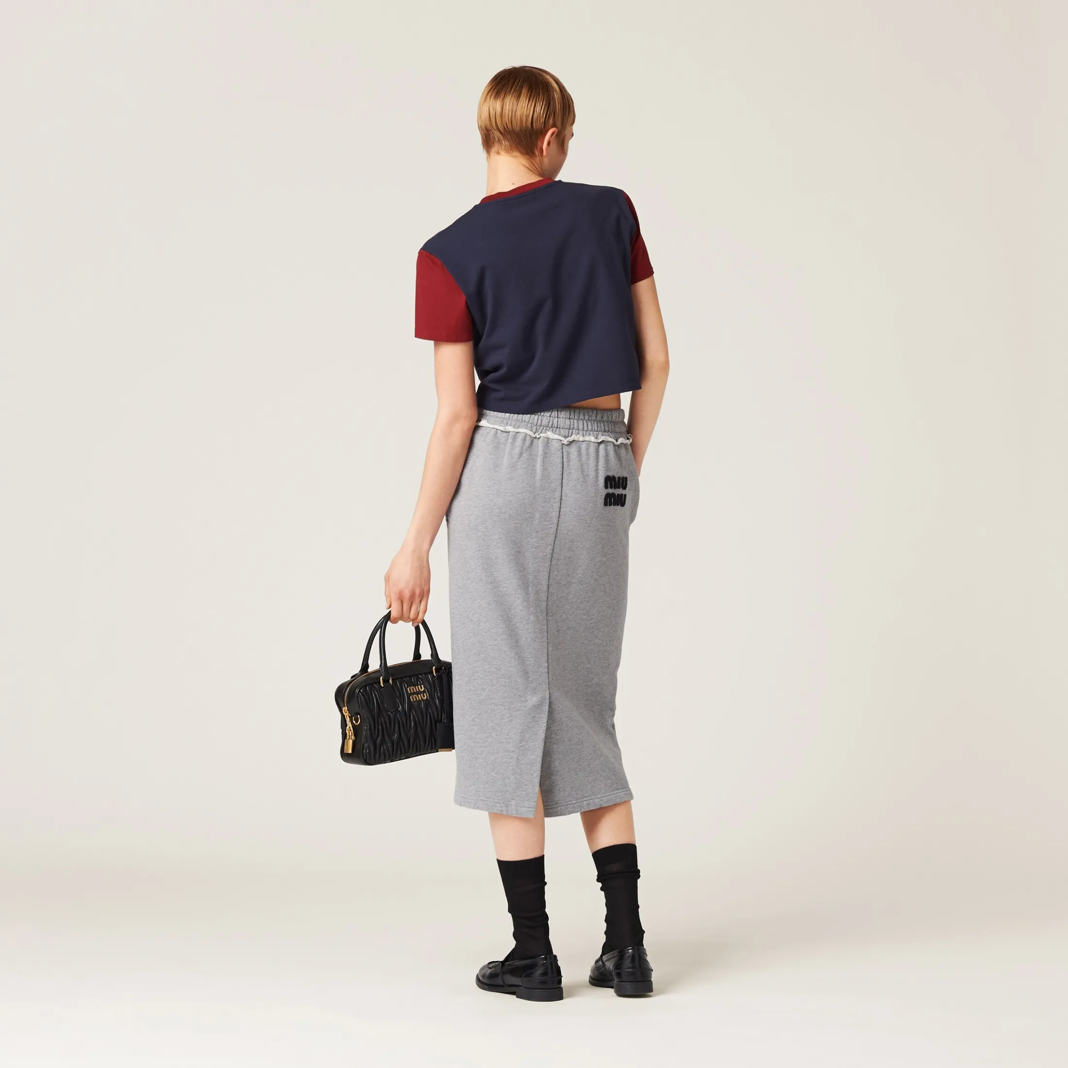 Grey Cotton Fleece Skirt | Miu Miu