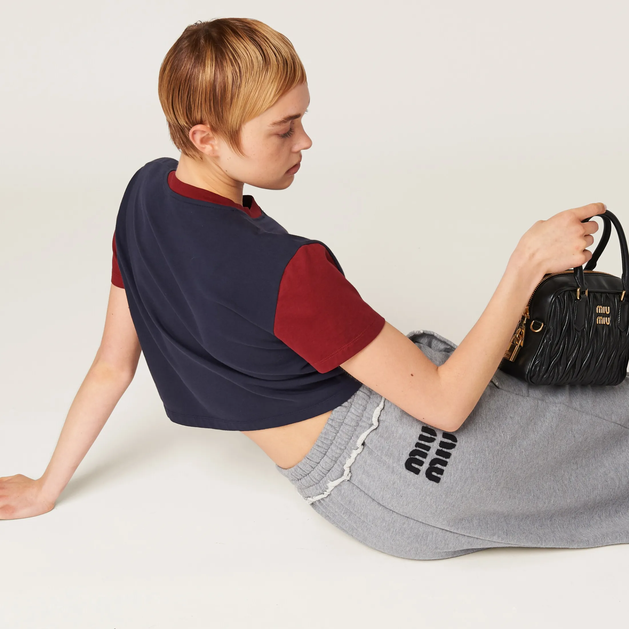 Grey Cotton Fleece Skirt | Miu Miu