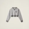 Grey Cotton Fleece Sweatshirt | Miu Miu