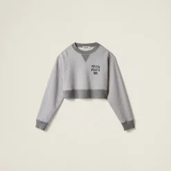 Grey Cotton Fleece Sweatshirt | Miu Miu