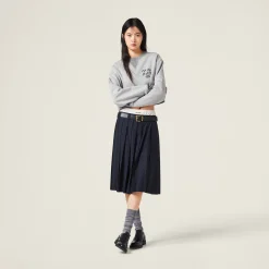 Grey Cotton Fleece Sweatshirt | Miu Miu