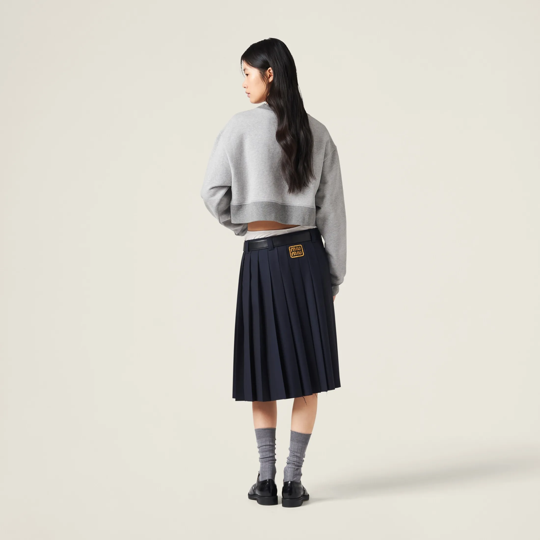Grey Cotton Fleece Sweatshirt | Miu Miu