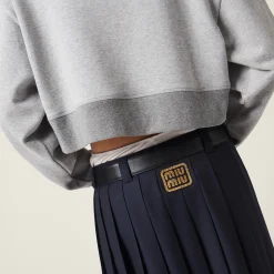 Grey Cotton Fleece Sweatshirt | Miu Miu