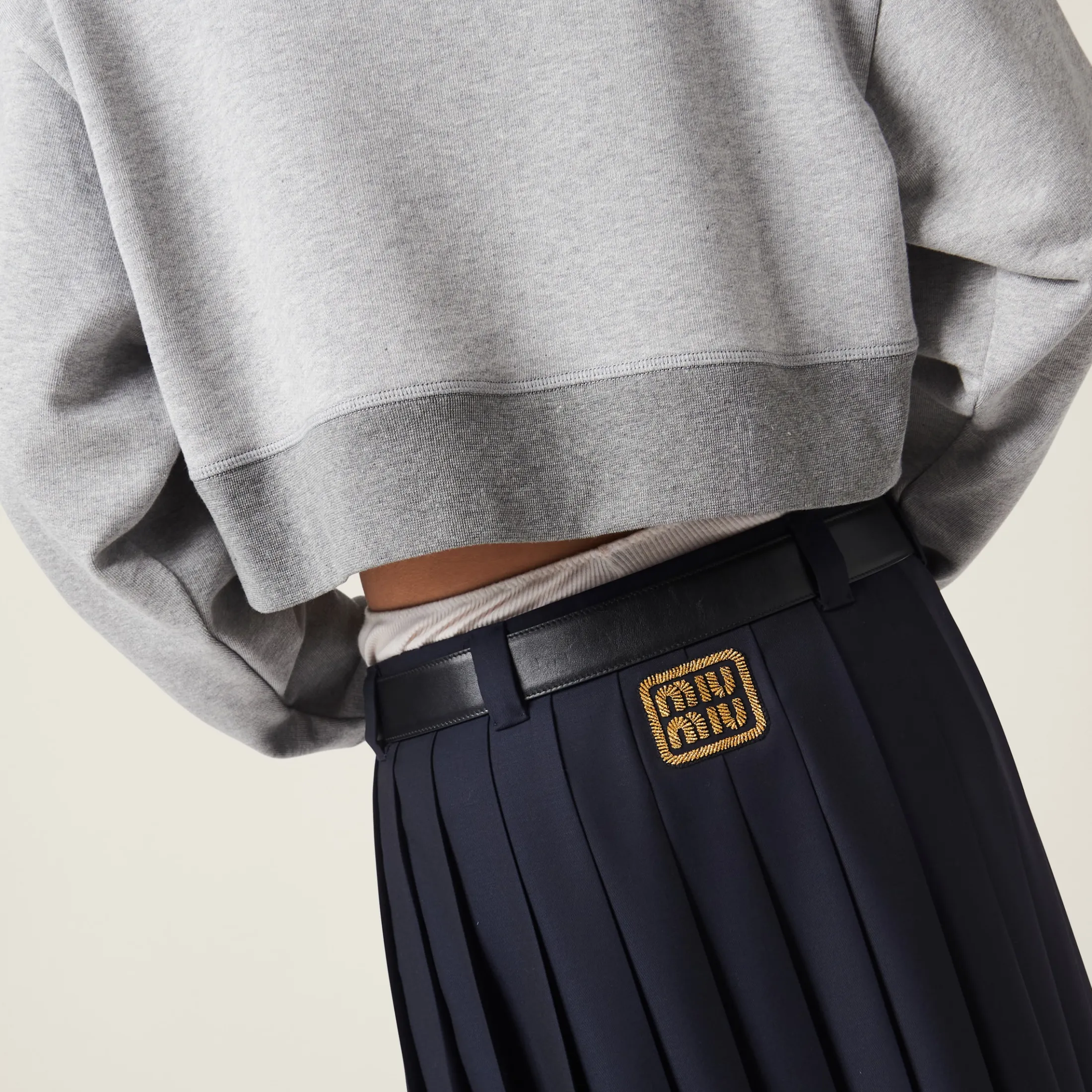 Grey Cotton Fleece Sweatshirt | Miu Miu