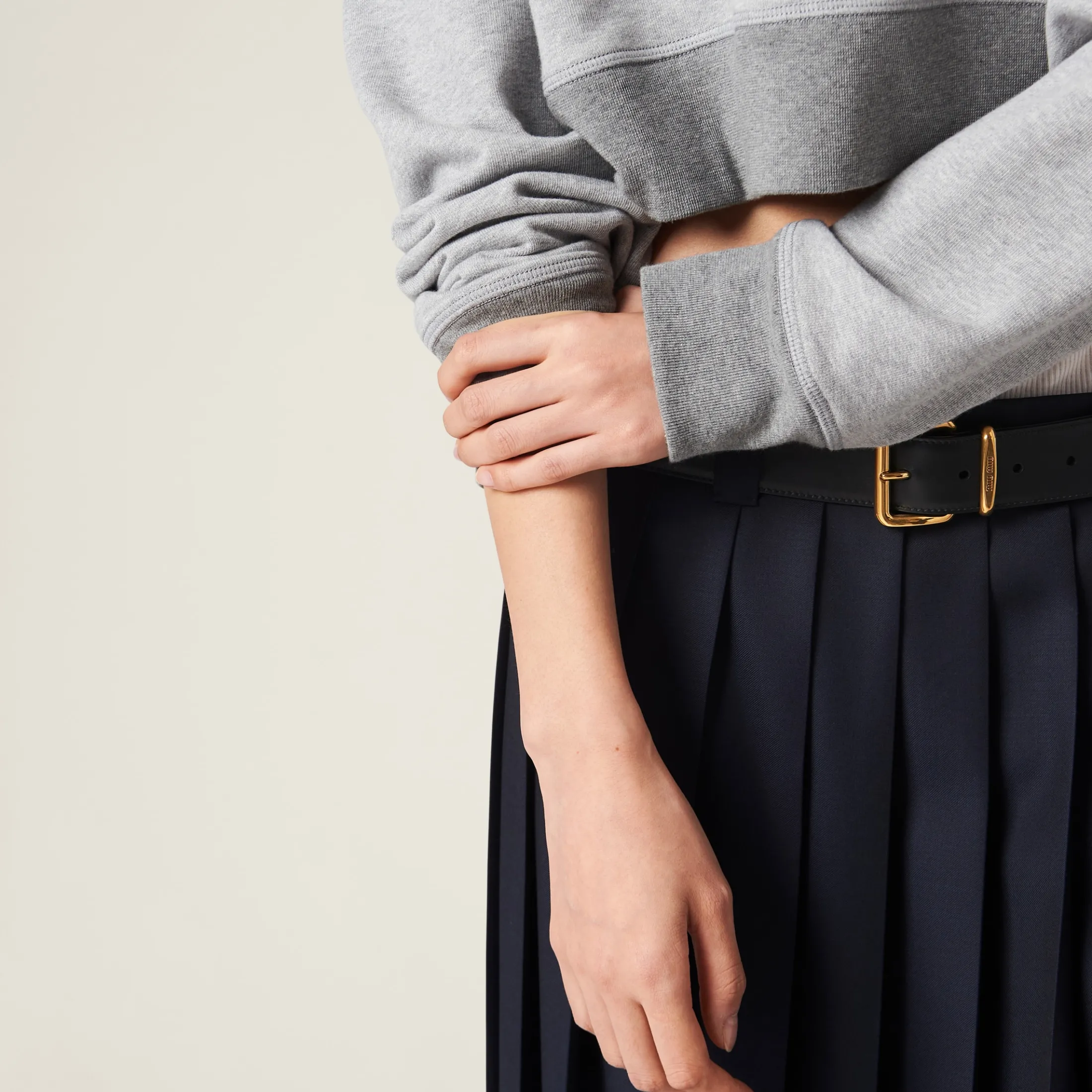 Grey Cotton Fleece Sweatshirt | Miu Miu