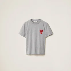 Grey Cotton Jersey T-shirt | Miu Miu