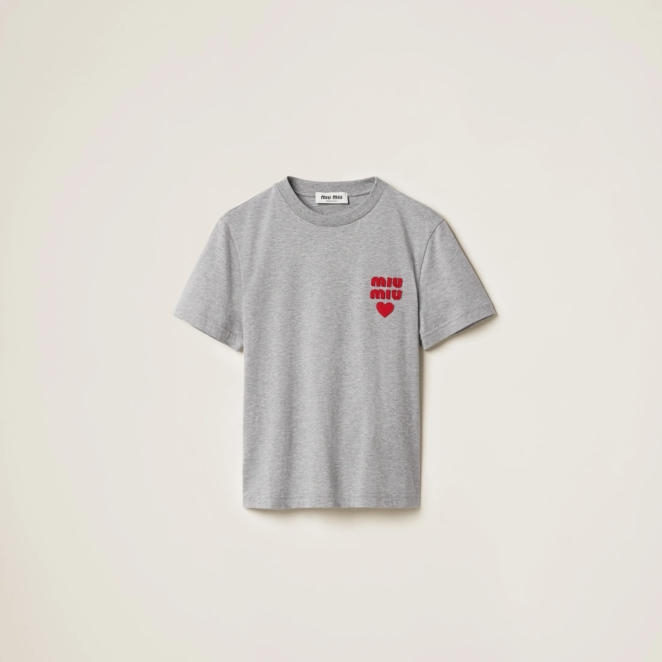Grey Cotton Jersey T-shirt | Miu Miu