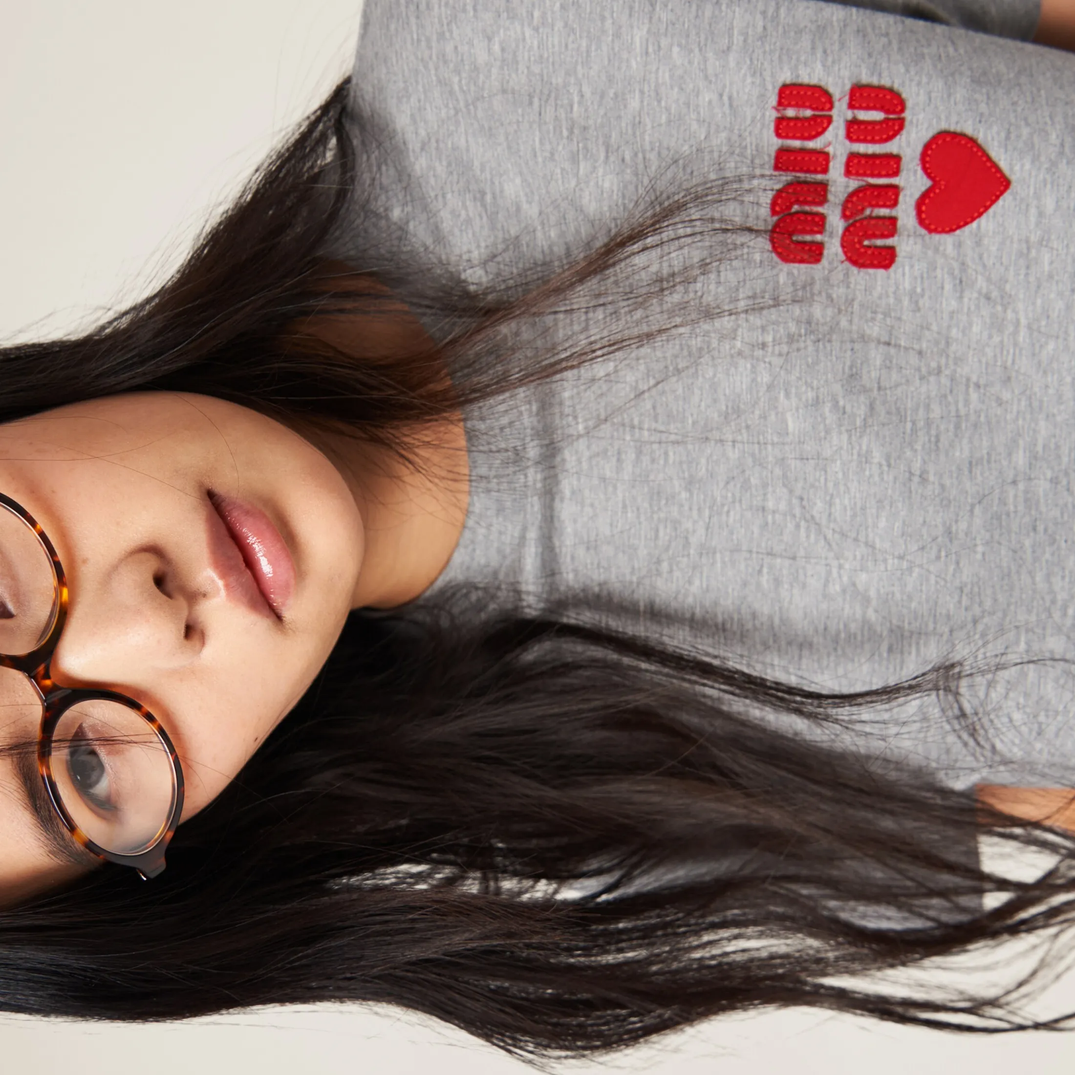 Grey Cotton Jersey T-shirt | Miu Miu