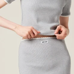 Grey Cotton Skirt | Miu Miu