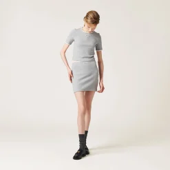 Grey Cotton Sweater | Miu Miu