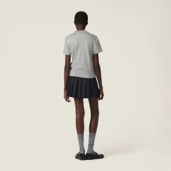 Grey Cotton T-shirt | Miu Miu