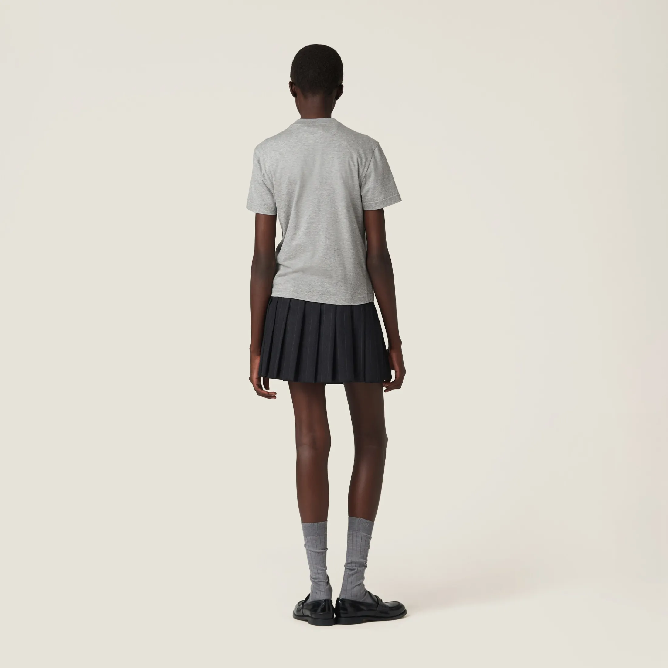 Grey Cotton T-shirt | Miu Miu