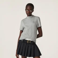 Grey Cotton T-shirt | Miu Miu
