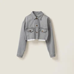 Grey Denim Blouson Jacket | Miu Miu