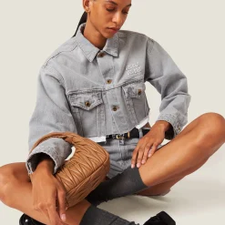 Grey Denim Blouson Jacket | Miu Miu