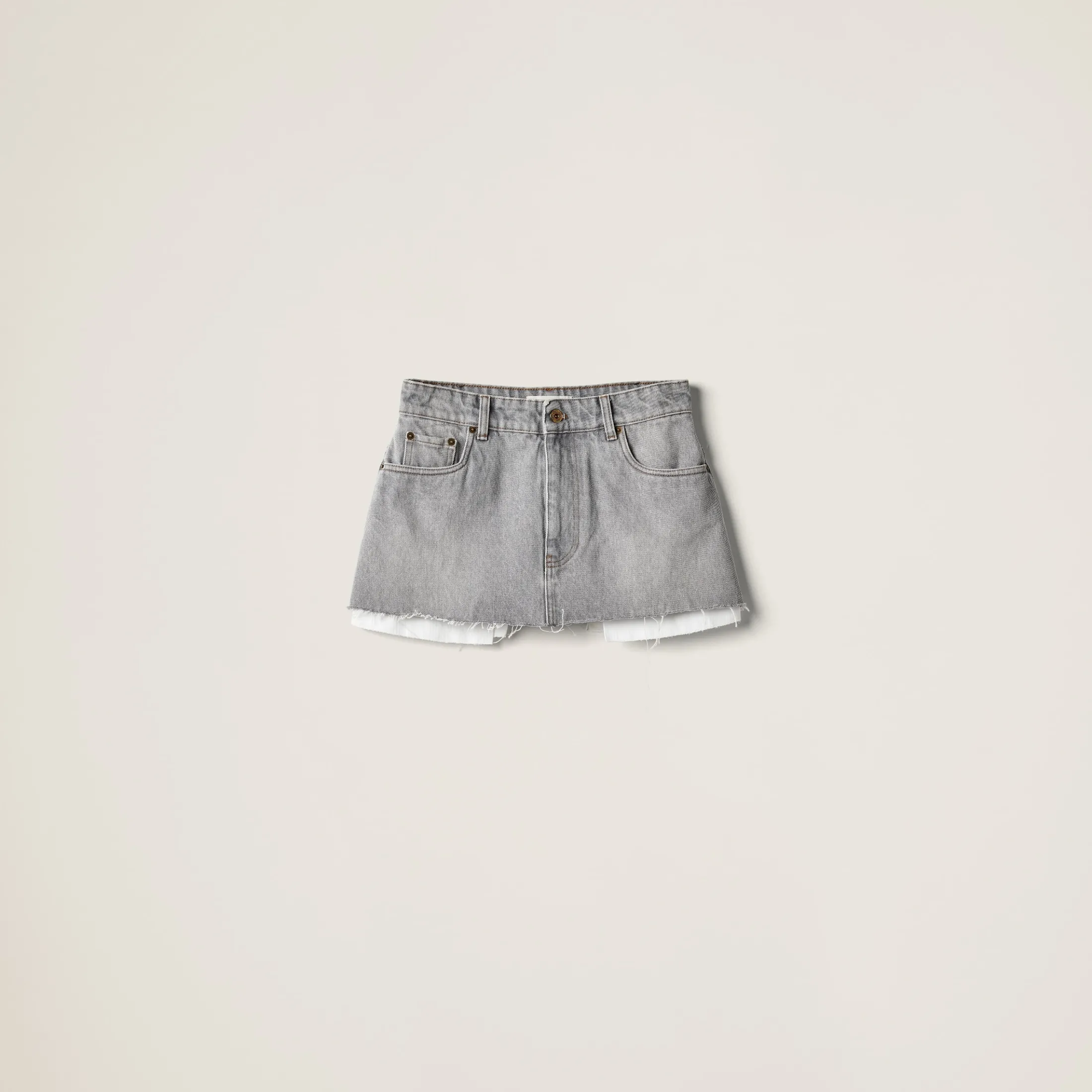 Grey Denim Miniskirt | Miu Miu